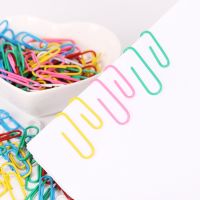 80PCS 28mm Colorful Rainbow Paper Clips Metal Plastic New Ticket Holder Stationery Memo Bookmark Paper Clip