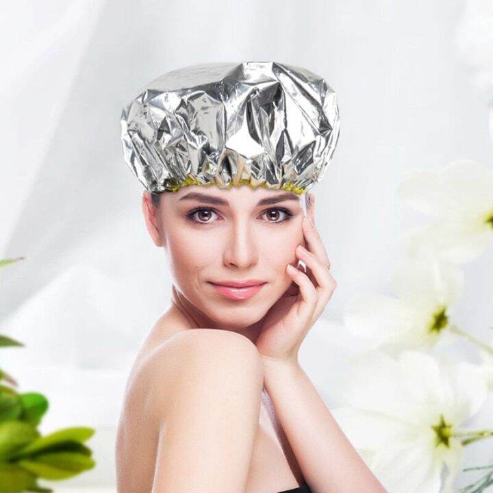 27-28-30cm-in-diameter-shower-cap-heat-insulation-aluminum-foil-hat-elastic-bathing-cap-for-women-hair-salon-bathroom-adhesives-tape