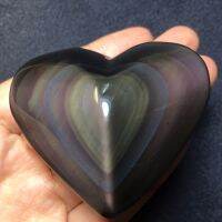 102G natural carved obsidian heart carving piece color light healing