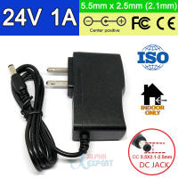 อะแดปเตอร์แปลงไฟ Adapter DC 24V 1A ( 1000mA ) High quality IC solutions DC 24V 1A Switch power supply,24W LED power adapter, US plug 5.5mm x 2.1-2.5mm