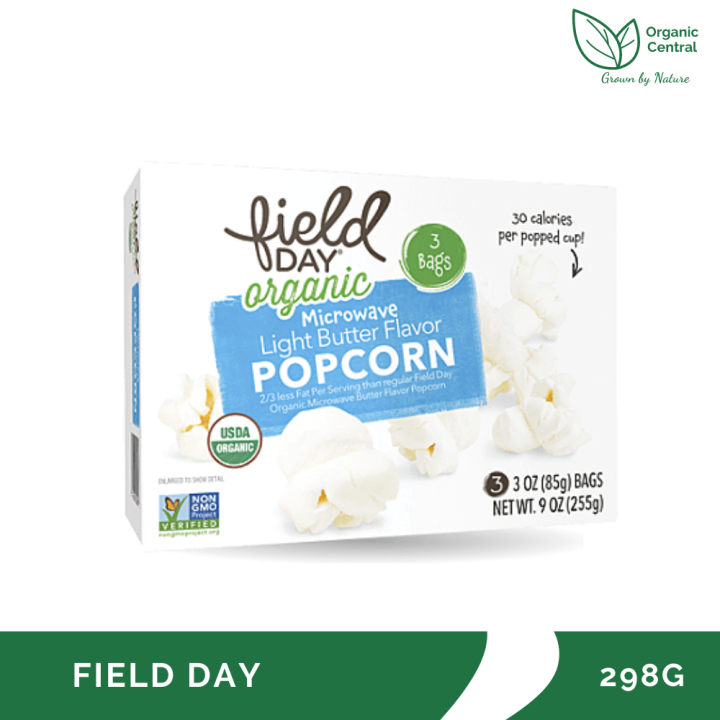 Field Day Organic Microwavable Light Butter Flavor Popcorn 3 Bags