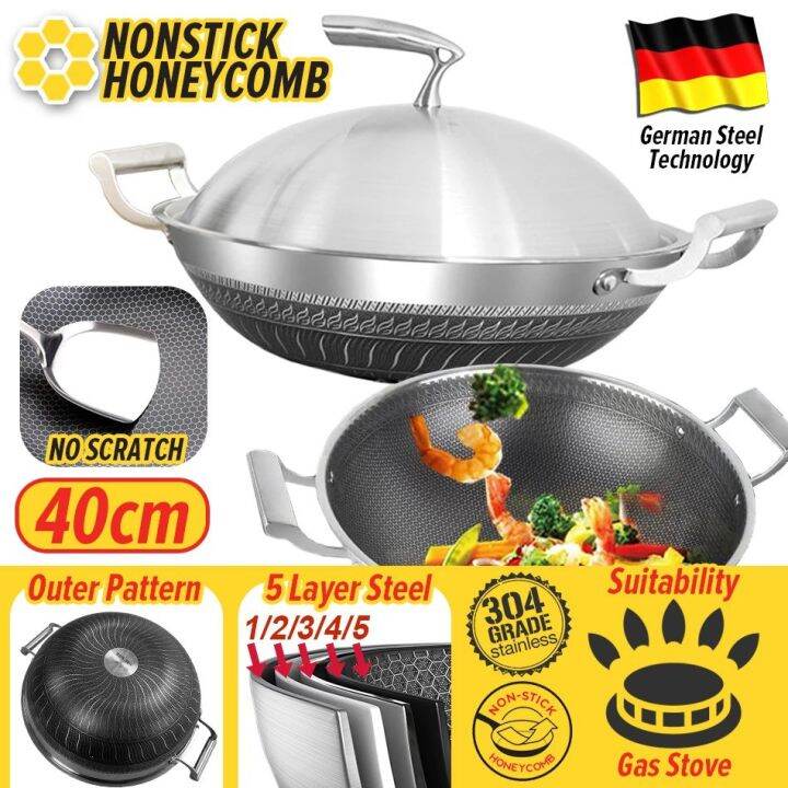 Malaysia Stock 40CM Kitchen Non Stick Cooking Frying Wok