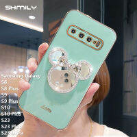 เคสโทรศัพท์กระจกแต่งหน้าลายมินนี่ทำจากซิลิโคนเคสนิ่มเคลือบอิเล็คโทรเพลทมิกกี้ S23 S23พลัส S9พลัส Samsung Galaxy S8 S8