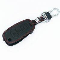 dvvbgfrdt WFMJ Black Leather 3 Buttons Flip Smart Key Chain Cover Case Fob For Ford F-150 F-250 F-350 Edge Ranger Fiesta Explorer Ecosport