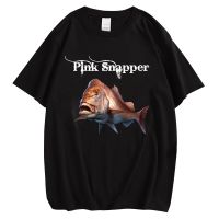 Cloocl Animal Cotton Tshirt Pink Snapper Fishing Printed Men Tee Shirt Funny Black Pure Cotton