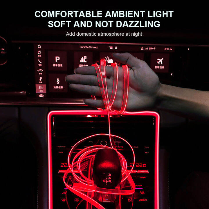 โคมไฟแถบ5v-ไม่มีสายไฟเย็น10ฟุตสำหรับการตกแต่งภายในในรถยนต์