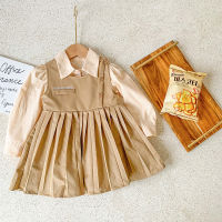 2022 New Child Girl Spring Dress Girls 1-5 Years Two Piece Set Kids Long Sleeve Blouse+Vest Dresses Suit School Children Clothes