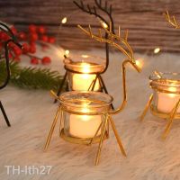 2023☁♂ Tealight Candle Holder Metal Iron Elk Candlestick for Room Table Decoration