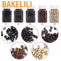 Bakelili แหวนซิลิโคนสำหรับต่อผม 5 สี 500 ชิ้น / ขวด