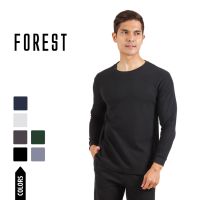 Forest Waffle Knit Crew Neck Long Sleeve T Shirt Men | T Shirt Lelaki Lengan Panjang - 23831