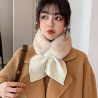 Chloeh Hornbye Shop Women Solid ColorScarf Scarf Plush Scarf Knitted Stitching Scarf Fur Collar Scarf