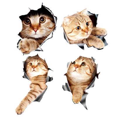 (4Pcs) 3D Cat Car Stickers Decal / Sticker for Window, Truck, Car, Laptop or iPad