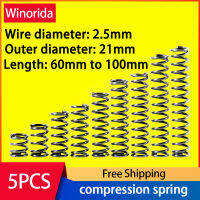 65Mn ความดันฤดูใบไม้ผลิสายเส้นผ่าศูนย์กลาง2.5Mm,เส้นผ่าศูนย์กลางภายนอก21Mm,ความยาว60Mm ถึง100Mm escopic ฤดูใบไม้ผลิบีบอัด