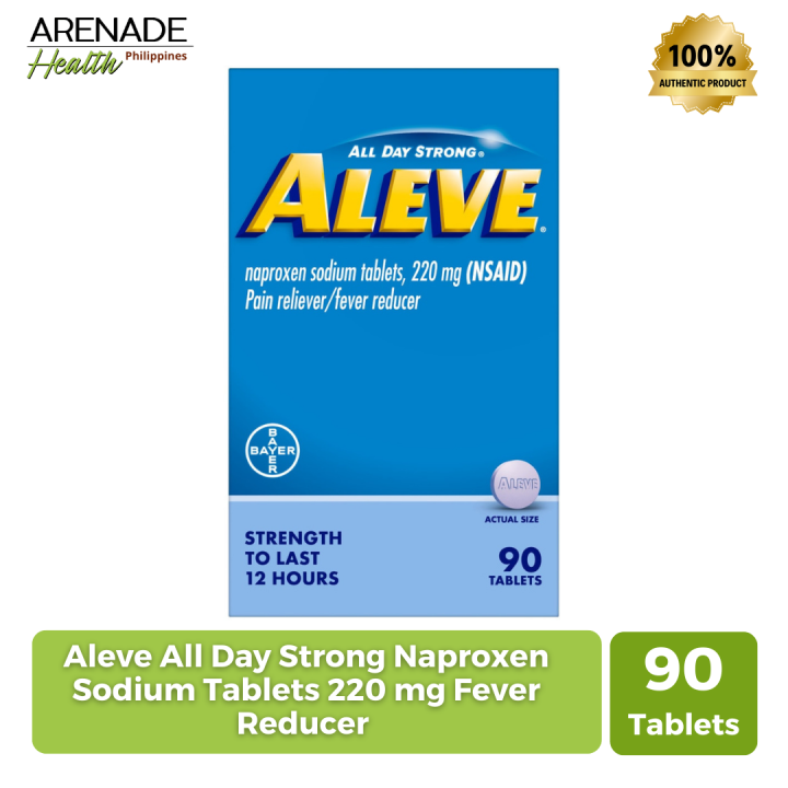 Aleve All Day Strong Naproxen Sodium Tablets 220 Mg Fever Reducer (90 ...