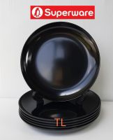 ชุดจานทรงใบบัว 8.5 นิ้ว 6 ชิ้น สีดำ Superware ซุปเปอร์แวร์ เมลามีน100% เมลามีนทนความร้อน นกเพนกวิน #Promotion Superware