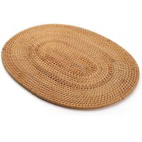 Oval Rattan Placemat,Natural Rattan Hand-Woven,Tea Ceremony Accessories,Suitable for Dining Room, Kitchen,Living Room