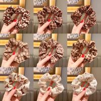 หมีสีชานมแหวนรัดผมลำไส้ใหญ่สำหรับผู้หญิง Scrunchies หวานสไตล์เกาหลีเชือกผูกผมสาวแฟชั่น