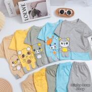 Bộ Ngắn Tay THUN LẠNH MINKY MOM In Mặt Thú Cho Bé Trai Gái Từ 8-29kg