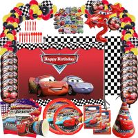 ►♗♦ Cars Birthday Party Decorations Kids Favor Lightning McQueen Cups Plates Tablewares Set Racing Car Party Supplies for Boys Girls