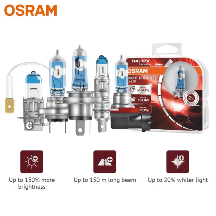 OSRAM NIGHT BREAKER LASER H7, +150% more brightness, halogen