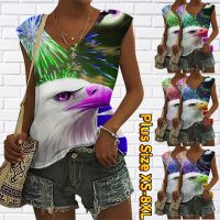 【HOT】℗✑ 2023 New DailyLarge Size Top Fashion Beach Boho Streetwear Print Sleeveless Womens V-Neck Regular Loose