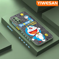 YIWESAN เคสปลอกสำหรับ Samsung A71 4G A71 5G ลายการ์ตูนโดราเอมอนสุดน่ารักมีน้ำค้างแข็งโปร่งใสขอบสี่เหลี่ยมด้านข้างแข็งลายกล้องปลอกซิลิโคนเคสนิ่มป้องกันการกระแทก