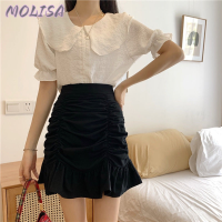 Molisa Fashion กระโปรง กระโปรงยีนส์ กระโปรงทรงเอ สบาย สไตล์ ล้ำสมัย ทันสมัย A23M04V 41Z231009