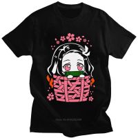 Kawaii Kimetsu No Yaiba T Shirt Nezuko Kamado Tshirt Men Short Sleeved Pure Cotton Tee Shirt Casual Demon Slayer Manga T-Shirt 【Size S-4XL-5XL-6XL】