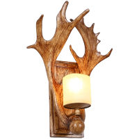 Retro wall light Wooden feeling resin decorative LED lamp sconce deer horn antler white deer wall lamp light LED tree nch