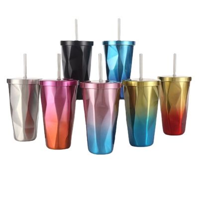 500ml Stainless Steel Cup Double Wall Stainless Steel Cup Insulated Water Tumbler Coffee Bottle With Straw Cold Beer Cup Travel Mug With Straw Stainless Steel Travel Cup 500ml Stainless Steel Cup 17oz Double Wall Tumbler To Go Cold Drink Cup Stainless
