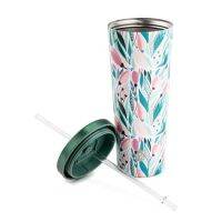 TAL Stainless Steel Coolie Tumbler 24oz, Green Tropical