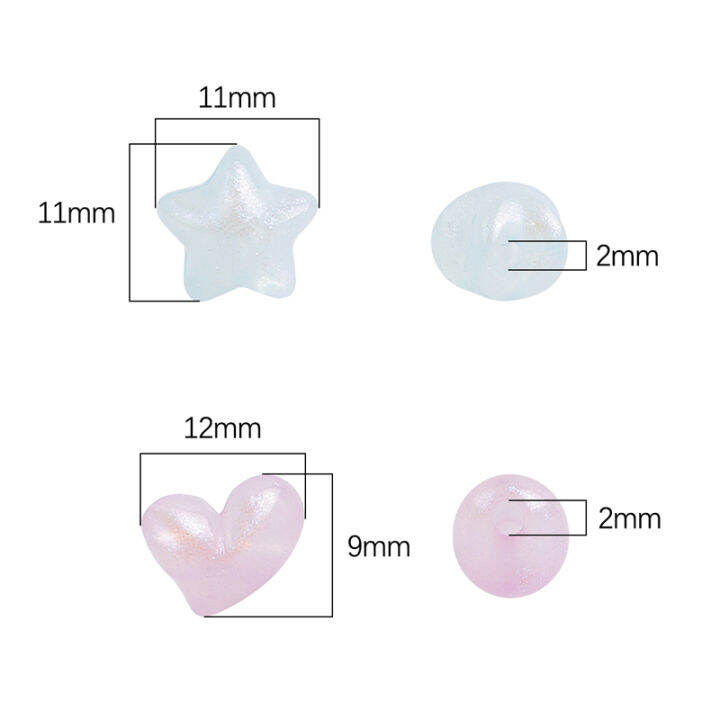 ลูกปัดพลาสติกรูปหัวใจดาวอะคริลิก35-50ชิ้น-ถุง11มม-สำหรับสร้อยคอสร้อยข้อมือลูกปัดทำเครื่องประดับ-diy