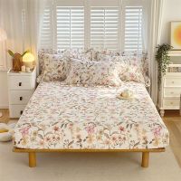 【hot】！ Bonenjoy 1 pc 100 Cotton Fitted Sheet Floral Printed Bed Cover with Elastaic Queen/King Size 180x200cm