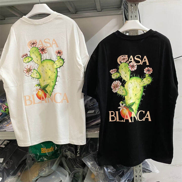 2023 Summer Casablanca Cactus Print T-Shirts for Men Women Tennis