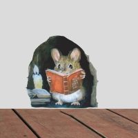 Cartoon Mouse Reading Wall Sticker Kids Room Home Decoration Mural Living Room Bedroom Wallpaper Removable Funny Rats Stickers Shoes Accessories