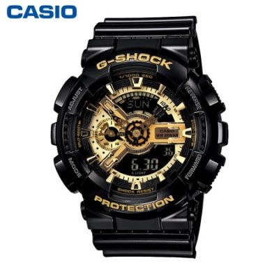 Casio G-SHOCK นาฬิกาข้อมือสุภาพบุรุษ สายเรซิ่น รุ่น GA-710GB-1ADR สีดำ-ทอง