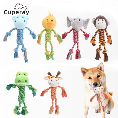 Pet Dogs Chew Toys Plush Cotton Rope Bite-resistant Puppy Cleaning Teeth Molar Animals Shape Hippo BB Sound Toy Interaction Toys Toys