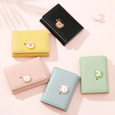 【CC】2023 Cute Rabbit Wallets for Women Small Zipper Girl Credit Card Holder for PU Leather Coin Purse Female Wallet