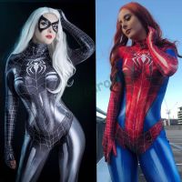 Spiderman คอสเพลย์ผู้หญิง Sexy Zentai Spandex บอดี้สูท Superhero Zentai เครื่องแต่งกายฮาโลวีน Carnival Party แฟนซีชุด Jumpsuit