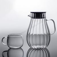 1.8L Vertical Stripes Glass Cold Kettle Glass Cup Heat-Resistant Water Bottle Juice Teapot Beverages Boil Water Jug Home Pitcher