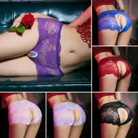 LiaoTai ผู้หญิงซีทรูกางเกงเปิดเป้ากางเกงชั้นในลูกไม้กลวงกางเกง Crotchless Underwear