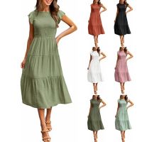 Summer New Spot Dress Womens Flying Sleeves Large Swing Skirt 2023 Quick Sale European and American Womens Cross border Mid le