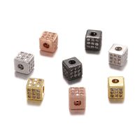 ✟ Full Pave Black Cubic Zircon Cube Dice Beads for Jewelry Making 6MM DIY CZ Copper Jewelry Spacer Charms Beads fit Bracelet