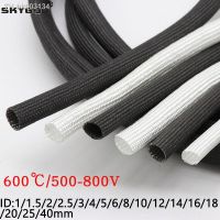 ❣™ 1/5M ID 1mm 40 mm Braided Fiberglass Sleeve 600 Deg.C High Temperature Chemical Glass Fiber Tube Fiberglass Sleeving