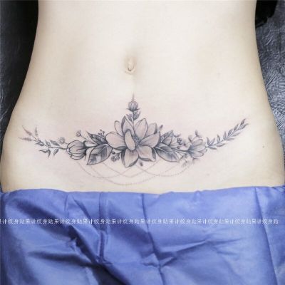 Fruit meter TATTOO abdomen totem tattoo stickers cover scars waterproof stickers belly stretch marks flower totem