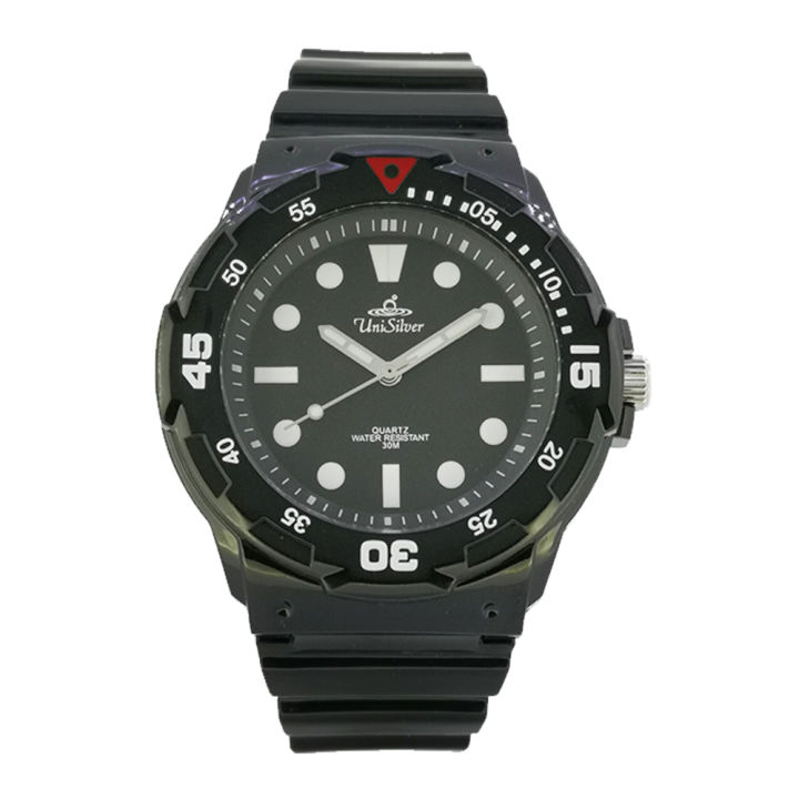 UniSilver TIME CALDEN Men's Large Analog Black Rubber KW3910-1103 Watch ...