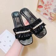 Dép lê , dép nữ thời trang nhún bèo đính ngọc - - DOBO FASHION