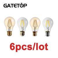 [Super bright bulb] 6ชิ้น/ล็อต Retro Edison Filament หลอดไฟ A60 6W E27 B22 230V ตกแต่งสำหรับ Home Coffee Bar โคมไฟวินเทจ2500K 4000K ตกแต่งในร่ม