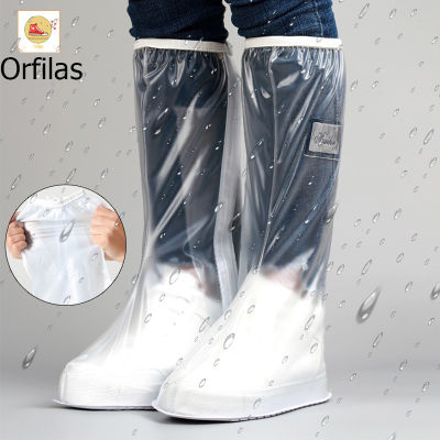 Orfilas [ รองเท้ากันน้ำ 2 ชั้น ] รองเท้ากันฝน ผ้าคุมรองเท้ากันน้ำ ผ้าคุมรองเท้ากันน้ำ ผ้าคุมกันน้ำสีใส ถุงสวมรองเท้ากันน้ำ ที่หุ้มรองเท้าบูทกันฝนทรงสูงแบบหนา กันลื่น