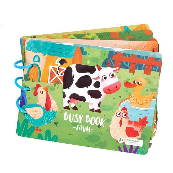 montessori-baby-toys-book-busy-book-for-kids-educational-toy-pasture-animal-sorting-match-game-baby-sticker-for-child-book-gifts-adhesives-tape